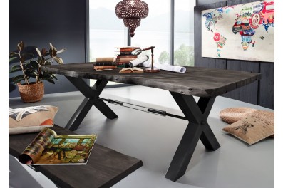 DARKNESS Étkezőasztal  220x110 cm - fekete lábak, szürke, akác
