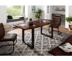 METALL Étkezőasztal antracit lábakkal (fényes) 160x90, akác, barna