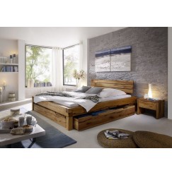 YUKON ágy fiókkal 200x200cm, masszív természetes tölgy
