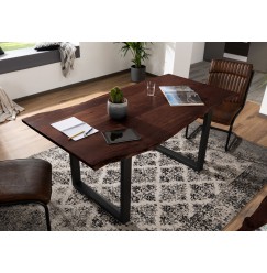 METALL Étkezőasztal antracit lábakkal (matt) 160x90, akác, barna