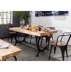 INDUSTRIAL jedálenský stôl 180x90 #27, liatina a staré drevo