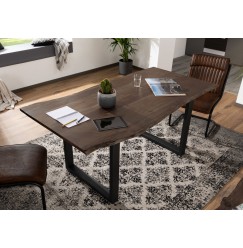 METALL Étkezőasztal antracit lábakkal (matt) 180x90, akác, szürke