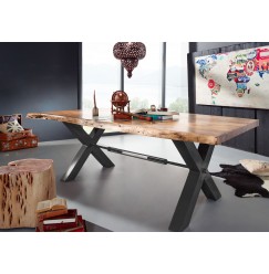 DARKNESS Étkezőasztal 180x110cm X-lábak - természetes
