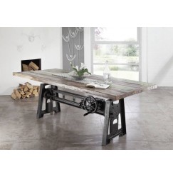 INDUSTRIAL jedálenský stôl 200x100 #23, liatina a staré drevo