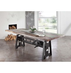 INDUSTRIAL jedálenský stôl 220x100 #24, liatina a staré drevo