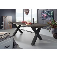 DARKNESS Étkezőasztal  240x100 cm - fekete lábak, szürke, akác