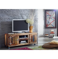 FREEZY TV stolík #10, liatina a staré drevo