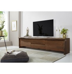WOODLAND TV asztal 220x50 cm, sötétbarna, akác