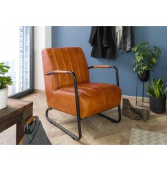 DARKNESS Valódi bőr fotel, 59x84x85, konyak színben 