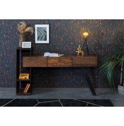 CITY konzolasztal akácfa /, újrahasznosított fa, 160x36,5x97 barna lakkozott