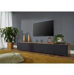 FRANKFURT TV asztal 195x52 cm, tölgyfa, szürke