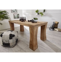 RUSTICA Étkezőasztal 200x100x78, természetes, kezeletlen, teakfa