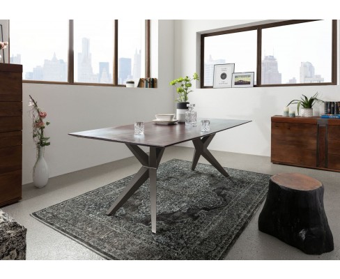 SWISS EDGE Étkezőasztal 140x90x76 cm, szürke, lakkozott, akácfa